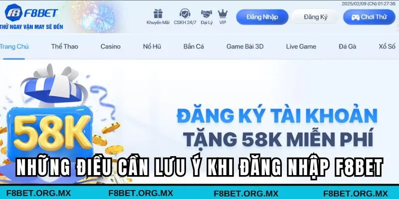 Những điều cần lưu ý khi đăng nhập F8BET